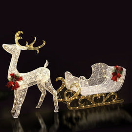 215 LED Christmas Lights Reindeer Sleigh Decorations Jingle Jollys - RnR Galore