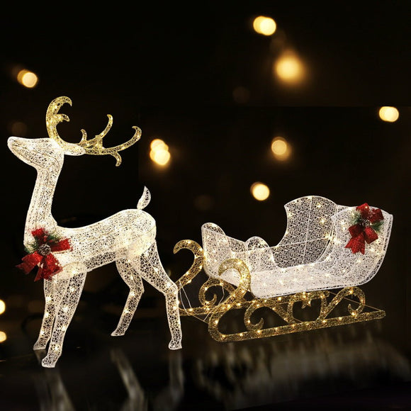 215 LED Christmas Lights Reindeer Sleigh Decorations Jingle Jollys - RnR Galore