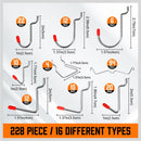 238Pc Pegboard Hooks Set Peg board Bins Parts Storage Assortment Tools Organiser - RnR Galore