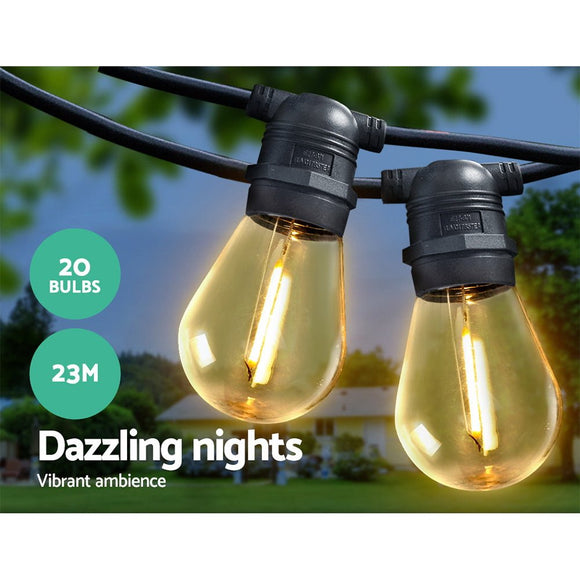 23m LED Festoon String Lights Christmas Decorations Wedding Party Outdoor Garden - RnR Galore