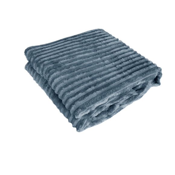 240GSM Corduroy Striped Throw Rug Charcoal - RnR Galore