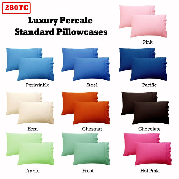 280TC Luxury Percale Standard Pillowcases Steel - RnR Galore