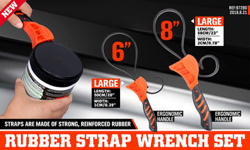 2Pc Adjustable Strap Wrench Rubber Belt Spanner Multi - Purpose Jar Opener Filter - RnR Galore