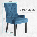 2X French Provincial Dining Chair Ring Studded Velvet Rubberwood Leg LISSE NAVY BLUE - RnR Galore