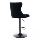 2x Height Adjustable Swivel Bar Stool Velvet Nailhead Barstool with Footrest - RnR Galore
