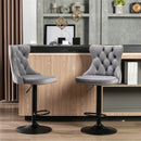 2x Height Adjustable Swivel Bar Stool Velvet Nailhead Barstool with Footrest - RnR Galore