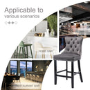 2X Velvet Bar Stools with Studs Trim Wooden Legs Tufted Dining Chairs Kitchen - RnR Galore