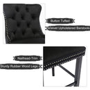 2X Velvet Bar Stools with Studs Trim Wooden Legs Tufted Dining Chairs Kitchen - RnR Galore