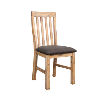 2x Wooden Frame Leatherette in Solid Wood Acacia & Veneer Dining Chairs in Oak Colour - RnR Galore