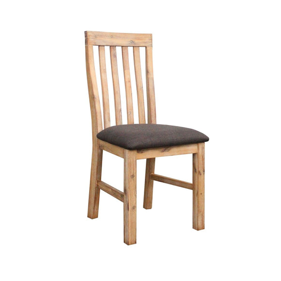 2x Wooden Frame Leatherette in Solid Wood Acacia & Veneer Dining Chairs in Oak Colour - RnR Galore