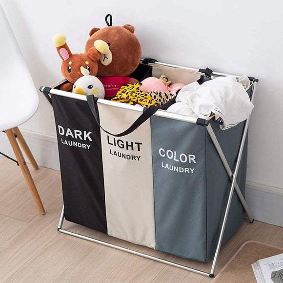 3 in 1 Large 135L Laundry Clothes Hamper Basket with Waterproof bags and Aluminum Frame (Multi) - RnR Galore