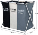 3 in 1 Large 135L Laundry Clothes Hamper Basket with Waterproof bags and Aluminum Frame (Multi) - RnR Galore