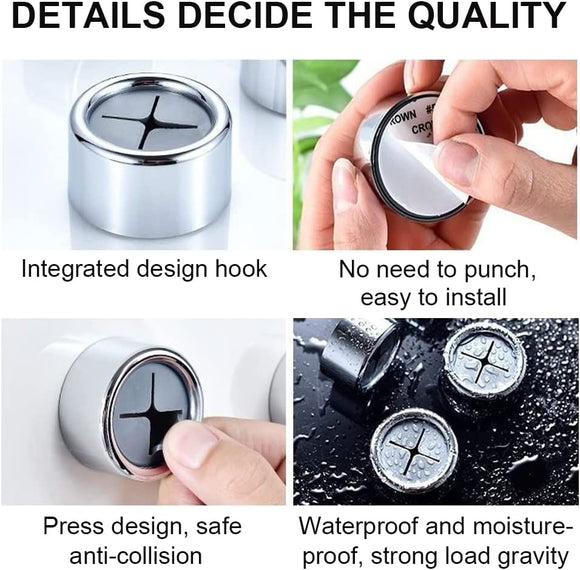 3 Pack Self Adhesive Round Towel Hooks for Kitchen and Bathroom - RnR Galore