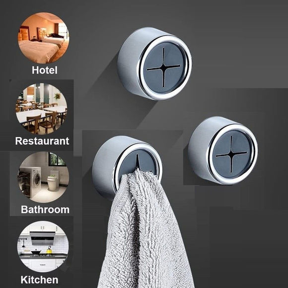 3 Pack Self Adhesive Round Towel Hooks for Kitchen and Bathroom - RnR Galore