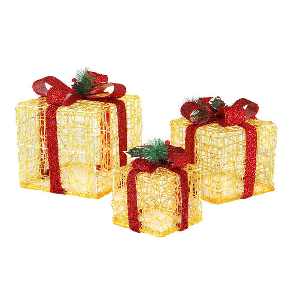 3 PCS Christmas Lights Gift Box Set Set 48 LED Decorations Jingle Jollys - RnR Galore