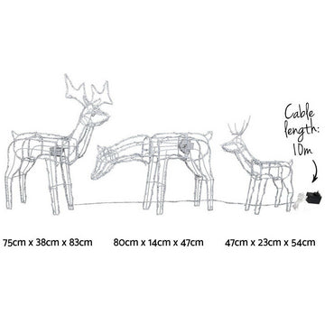 3 PCS Christmas Lights Reindeers 250 LED Decorations Jingle Jollys - RnR Galore