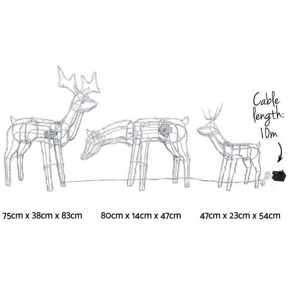3 PCS Christmas Lights Reindeers 250 LED Decorations Jingle Jollys - RnR Galore