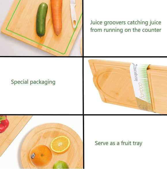 3 Pieces Bamboo Cutting Board with Juice Groove and Mobile Holder included for Home Kitchen - RnR Galore