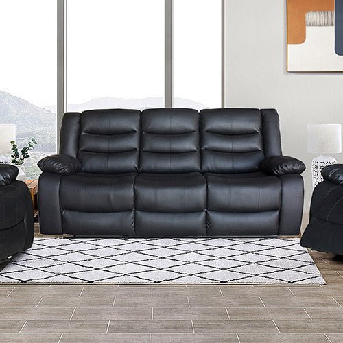 3 Seater Recliner Sofa In Faux Leather Lounge Couch in Black - RnR Galore