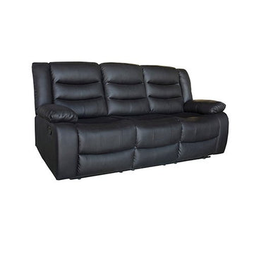 3 Seater Recliner Sofa In Faux Leather Lounge Couch in Black - RnR Galore