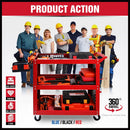3 - Tier Heavy Duty Steel Tool Trolley - Workshop Cart with Pegboard, Hooks and Locking Swivel Casters - RnR Galore