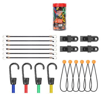 30 - Piece Premium Bungee Cord Assortment Includes 10” to 40” Bungee Cords, Canopy Ties & Tarp Clips - RnR Galore