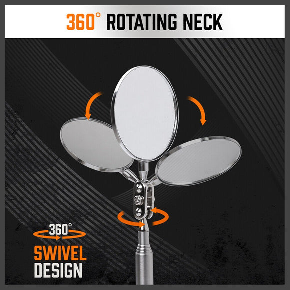 3Pc Magnetic Pick Up Tool & Swivel Inspection Mirror Telescoping Rod Heavy Duty - RnR Galore