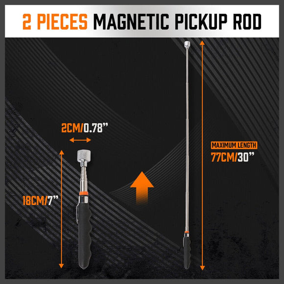 3Pc Magnetic Pick Up Tool & Swivel Inspection Mirror Telescoping Rod Heavy Duty - RnR Galore