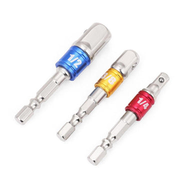 3Pc Socket Bit Adaptor Set Drill Nut Driver Power Extension Bars 1/4" 3/8" 1/2" - RnR Galore