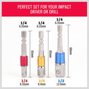 3Pc Socket Bit Adaptor Set Drill Nut Driver Power Extension Bars 1/4" 3/8" 1/2" - RnR Galore
