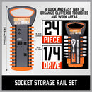 3Pc Socket Rails 66 Socket Holder Space Organiser Garage Rack 1/4" 3/8" 1/2" - RnR Galore