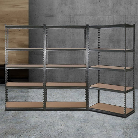 3x1.8M 5 - Shelves Steel Warehouse Shelving Racking Garage Storage Rack Grey - RnR Galore