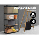 3x1.8M 5 - Shelves Steel Warehouse Shelving Racking Garage Storage Rack Grey - RnR Galore