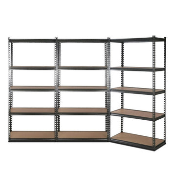 3x1.8M 5 - Shelves Steel Warehouse Shelving Racking Garage Storage Rack Grey - RnR Galore
