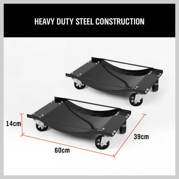 4 x Heavy Duty Wheel Dolly 450 kg 1000 lb Car Vehicle Positioning Jack Platform - RnR Galore