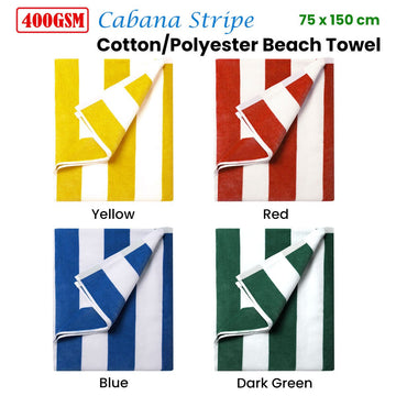 400GSM Cabana Stripe Cotton Polyester Beach Towel Yellow - RnR Galore