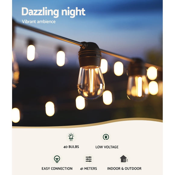 41m Solar Festoon Lights Outdoor LED String Light Christmas Party Decorations - RnR Galore