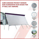 4.9m Caravan Privacy Screen Side Sunscreen Sun Shade for 17' Roll Out Awning - RnR Galore