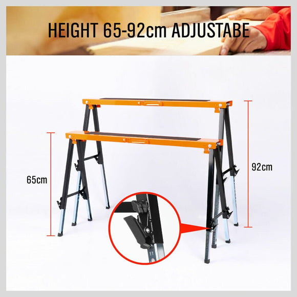 4Pc Mastercraft Sawhorse Metal Folding Non - slip Surface Saw Horse 120KG Capacity - RnR Galore