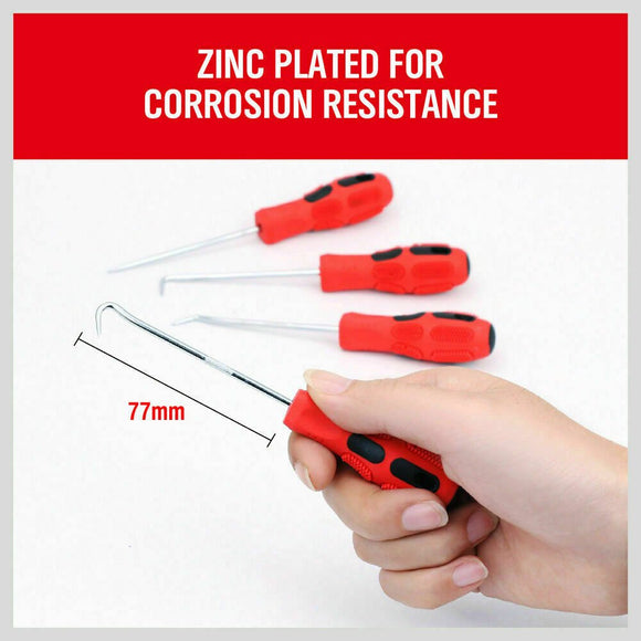 4Pc Pick Hook Set O Ring Oil Seal Remover Non - Slip Rubber Handle Red Local Stock - RnR Galore