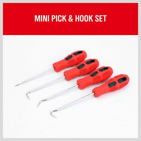 4Pc Pick Hook Set O Ring Oil Seal Remover Non - Slip Rubber Handle Red Local Stock - RnR Galore