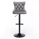 4x Height Adjustable Swivel Bar Stool Velvet Nailhead Barstool with Footrest - RnR Galore