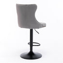 4x Height Adjustable Swivel Bar Stool Velvet Nailhead Barstool with Footrest - RnR Galore