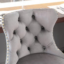 4x Height Adjustable Swivel Bar Stool Velvet Studs Barstool with Footrest and Golden Base - Grey - RnR Galore