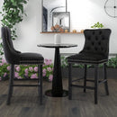 4X Velvet Bar Stools with Studs Trim Wooden Legs Tufted Dining Chairs Kitchen - RnR Galore
