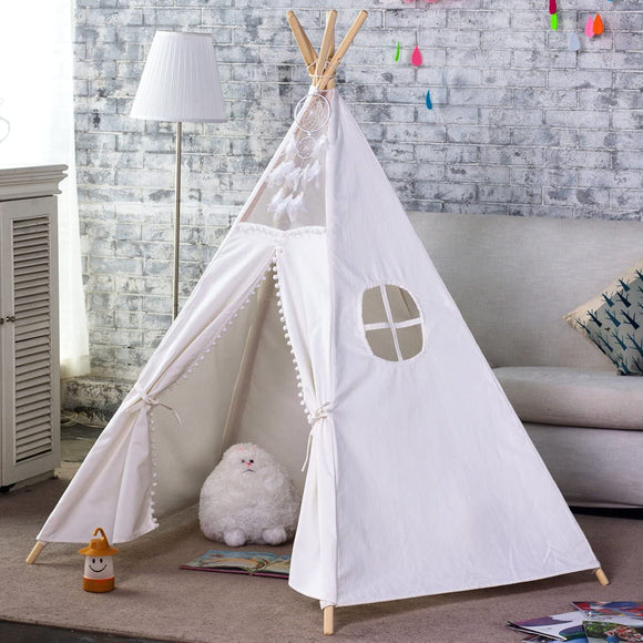 5 Poles Giant Kids Teepee Tent (Natural Canvas) - RnR Galore