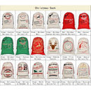 50x70cm Canvas Hessian Christmas Santa Sack Xmas Stocking Reindeer Kids Gift Bag, Cream - Checked By Head Ell - RnR Galore