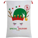 50x70cm Canvas Hessian Christmas Santa Sack Xmas Stocking Reindeer Kids Gift Bag, Cream - Cute Reindeer Delivery - RnR Galore