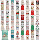 50x70cm Canvas Hessian Christmas Santa Sack Xmas Stocking Reindeer Kids Gift Bag, Cream - Happy New Year - RnR Galore