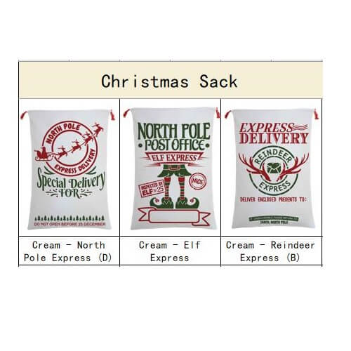 50x70cm Canvas Hessian Christmas Santa Sack Xmas Stocking Reindeer Kids Gift Bag, Merry Christmas Golden Tree - RnR Galore